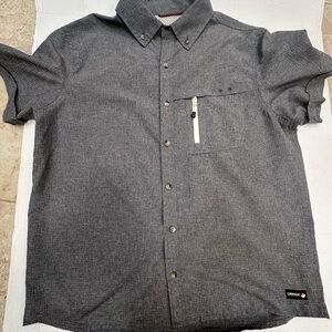 Canada Weather Gear Casual Button Up Short Sleeve Gray Shirt, Medium, Fishing